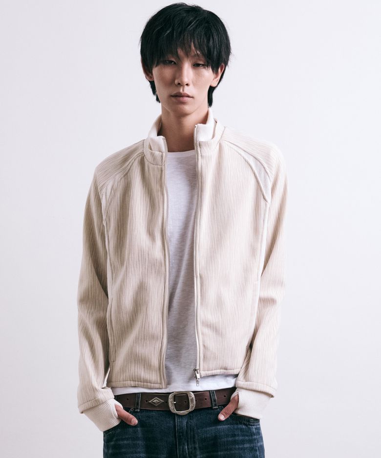 레이어드 니트 트랙탑 아이보리