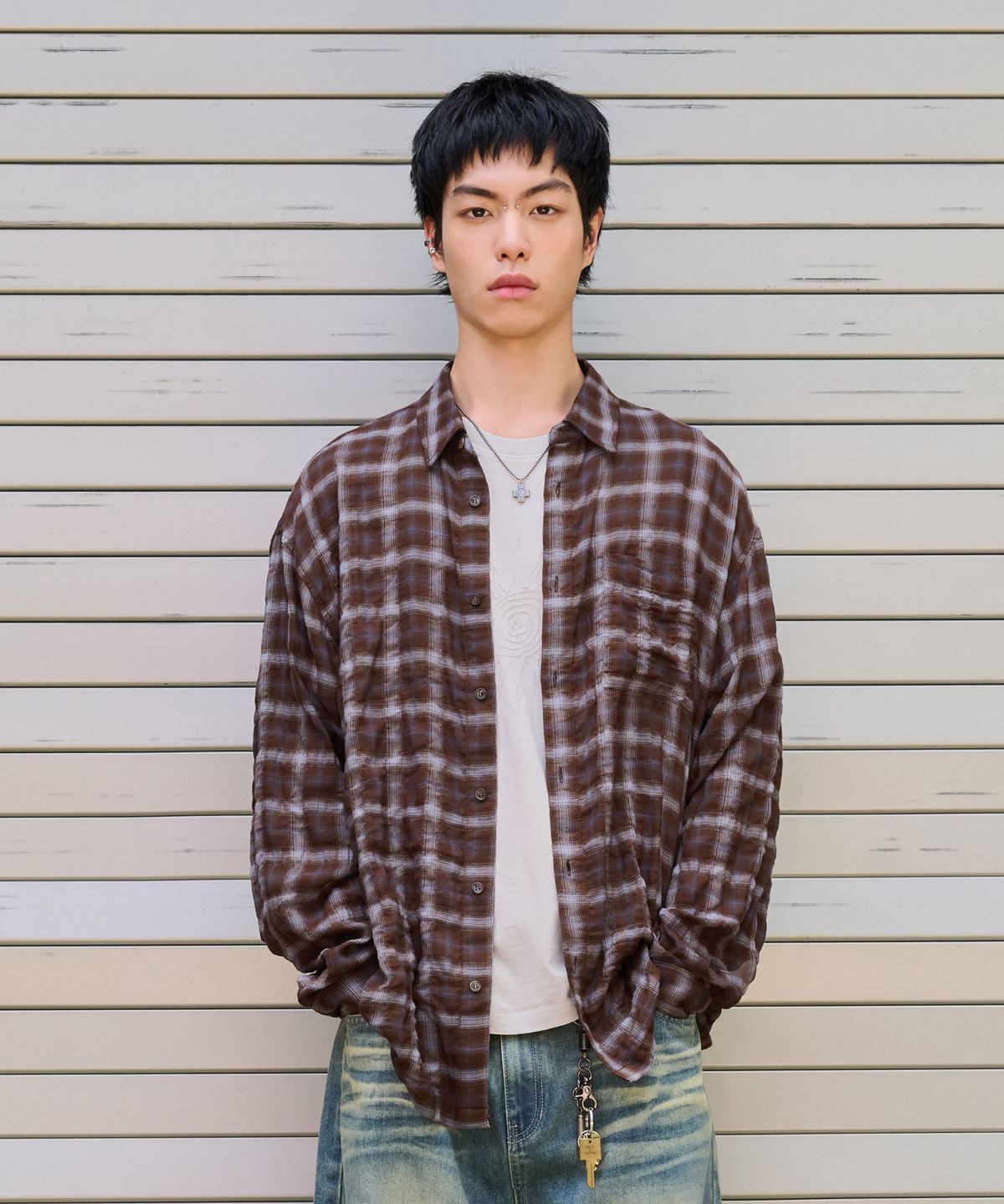 데시레드(DESIRED) 웨스턴 체크 셔츠-FESK5402B09