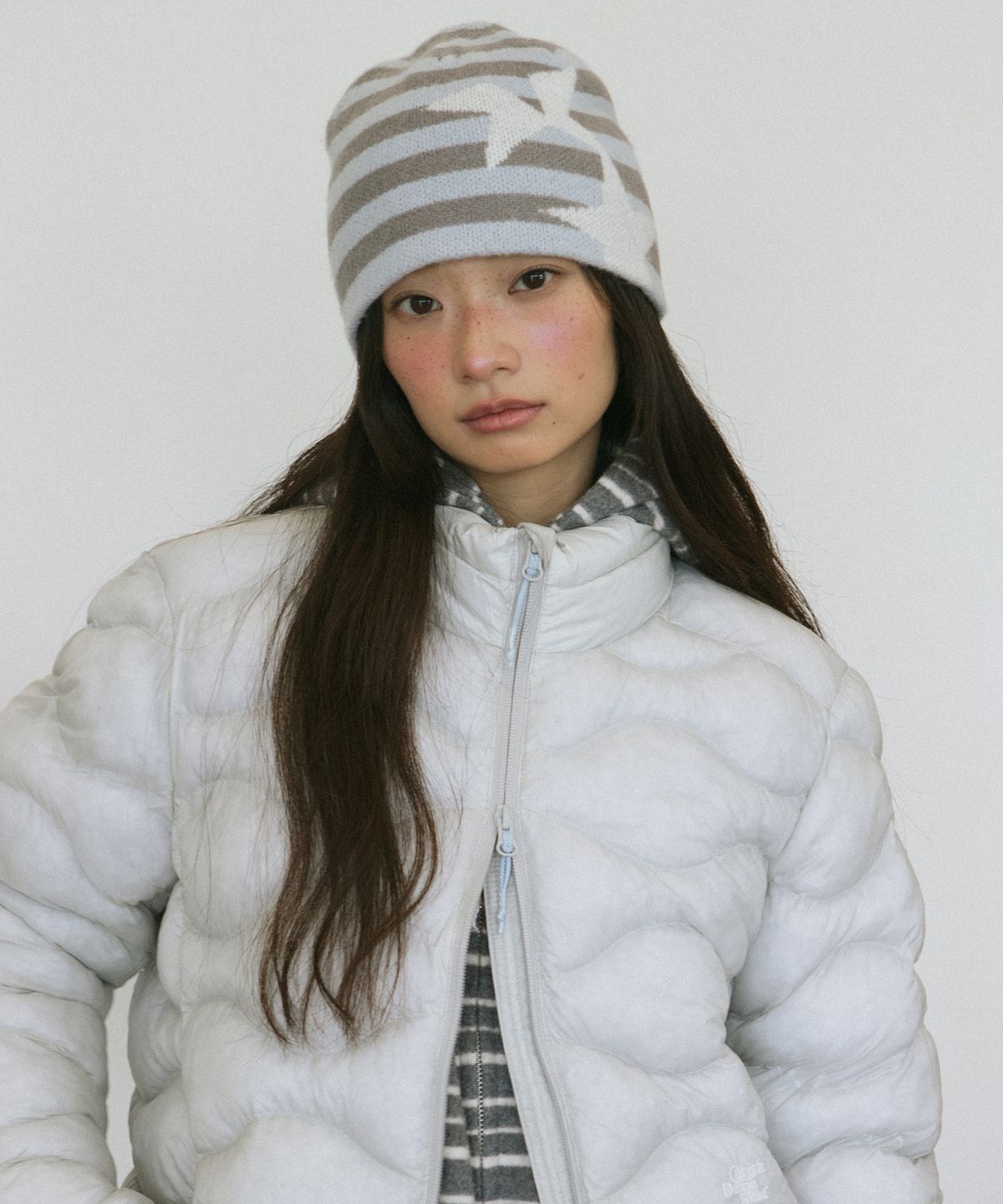 카비시(CAVISH) STRIPED TWIN STAR BEANIE BLUE(CV2GFUAB30A)
