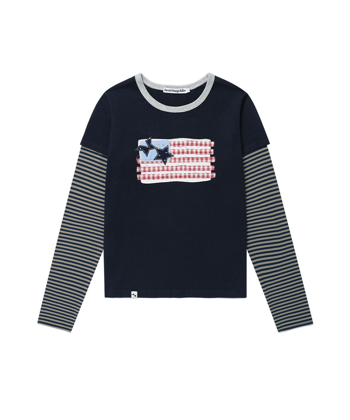 카비시(CAVISH) OLD GLORY RINGER LAYERED LS TEE NAVY(CV2GFFT558A)
