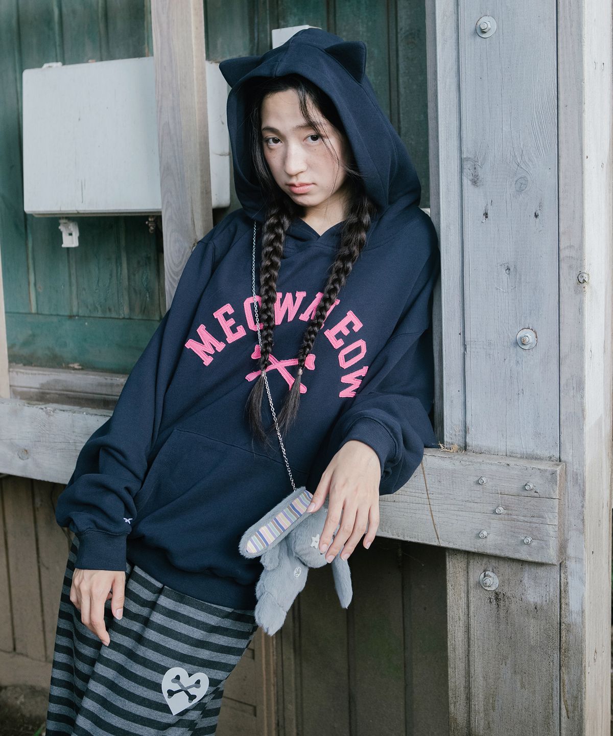 카비시(CAVISH) MEOW MEOW CAT EAR HOODIE NAVY(CV2GFFM401A)
