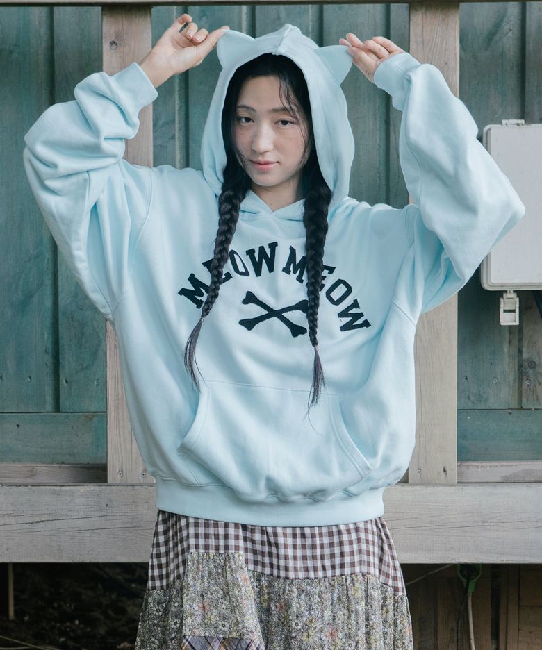 MEOW MEOW CAT EAR HOODIE BLUE(CV2GFFM401A)