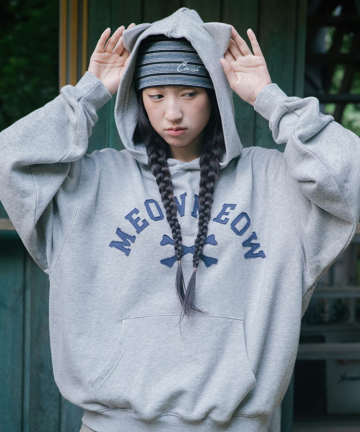 카비시(CAVISH) MEOW MEOW CAT EAR HOODIE GREY(CV2GFFM401A)