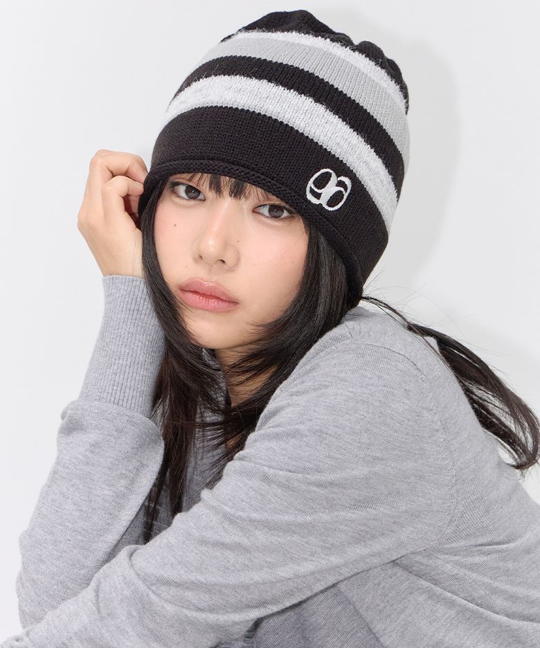 LOLLY STRIPE BEANIE / BLACK