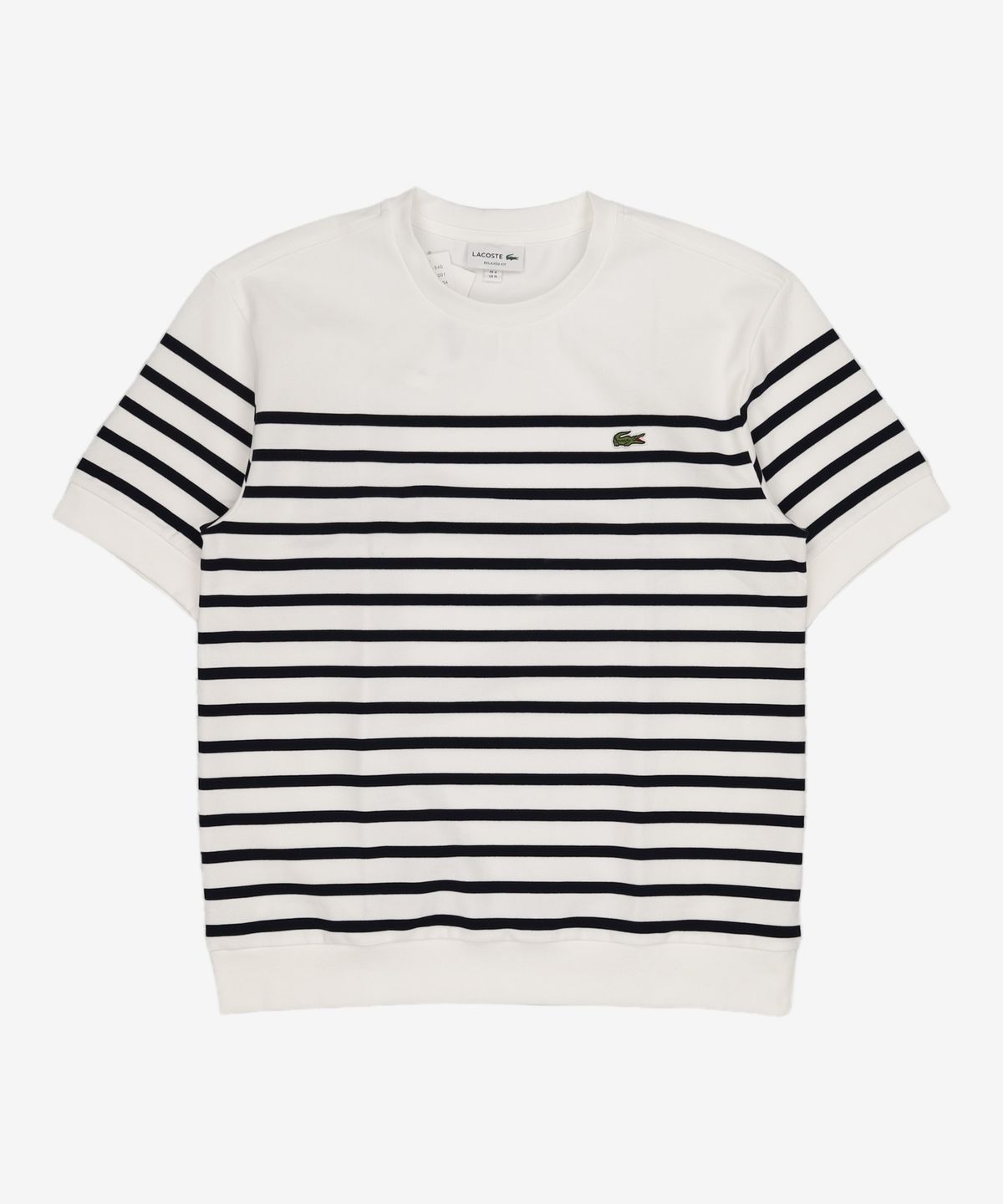 라코스테(LACOSTE) 남성 오버핏 밀라노 스트라이프 티셔츠 [화이트] M