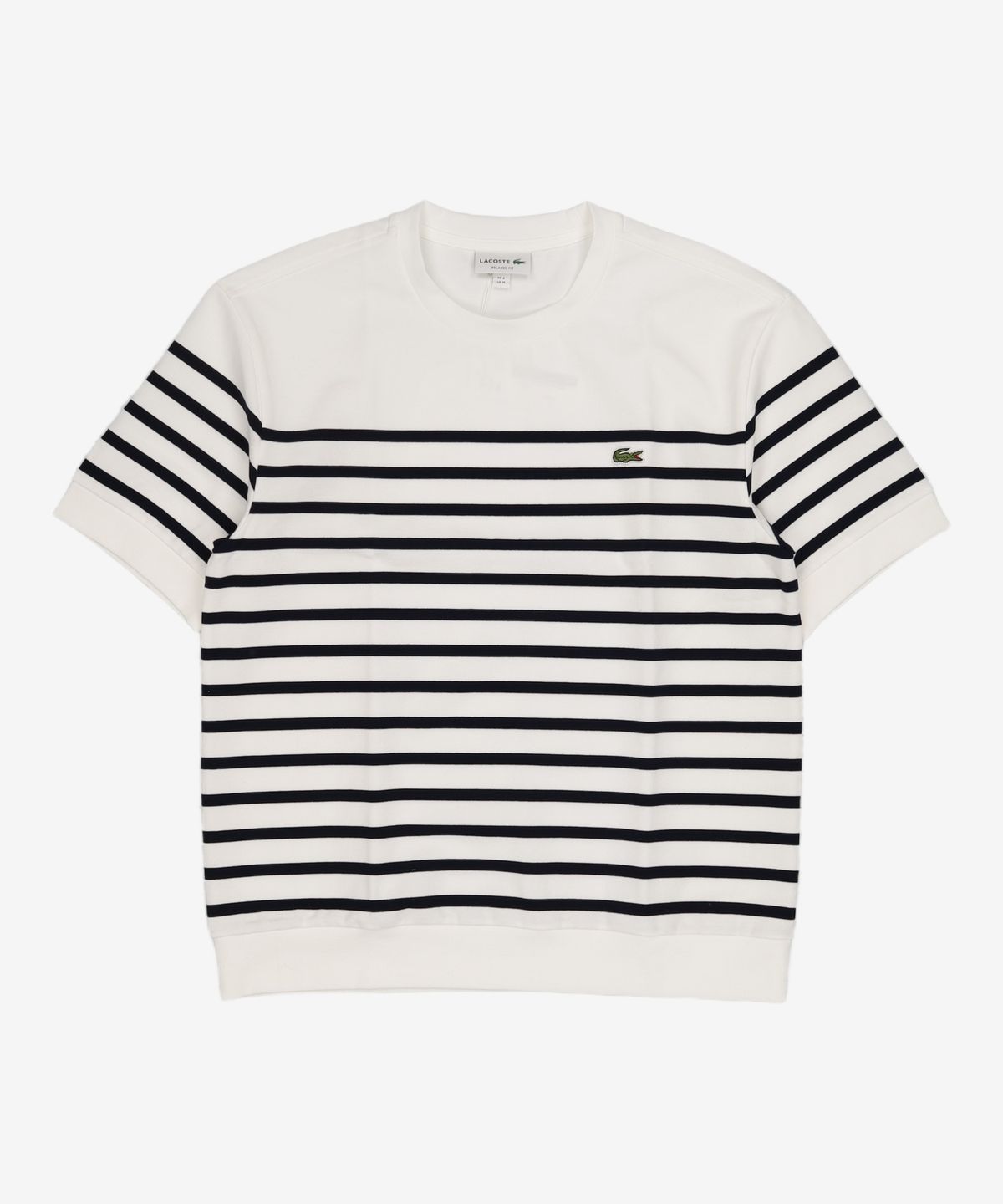 라코스테(LACOSTE) 남성 오버핏 밀라노 스트라이프 티셔츠 [화이트] M