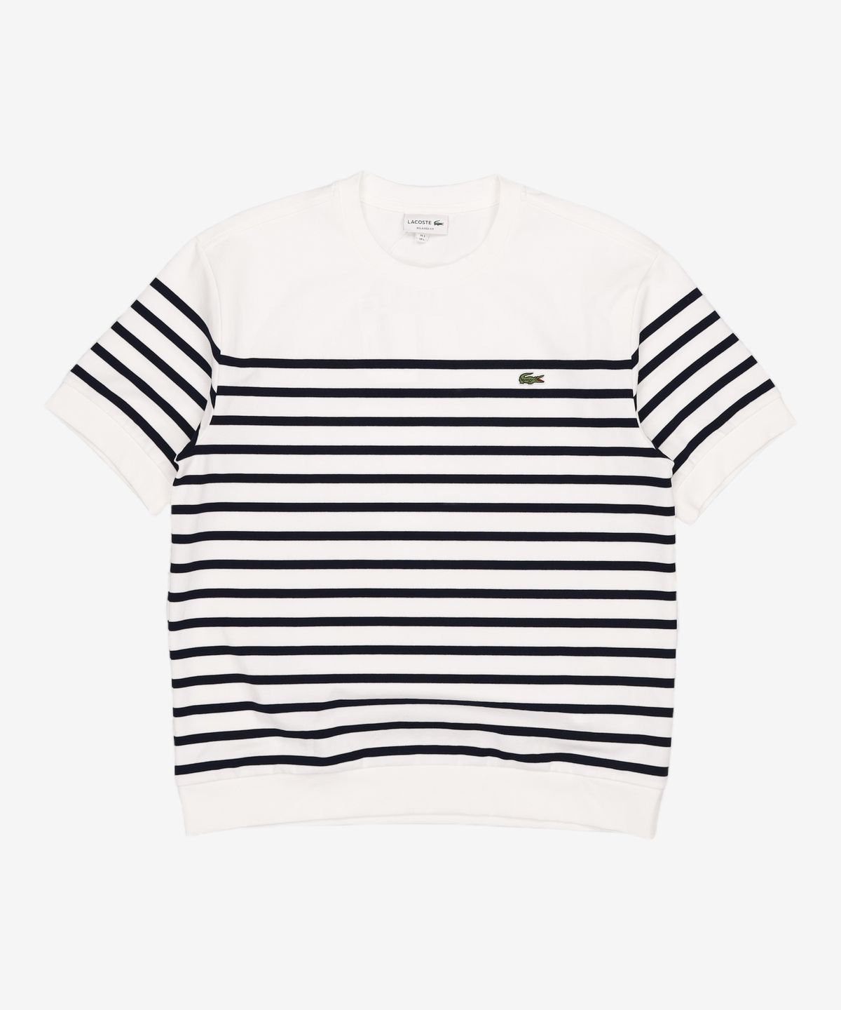 라코스테(LACOSTE) 남성 오버핏 밀라노 스트라이프 티셔츠 [화이트] L