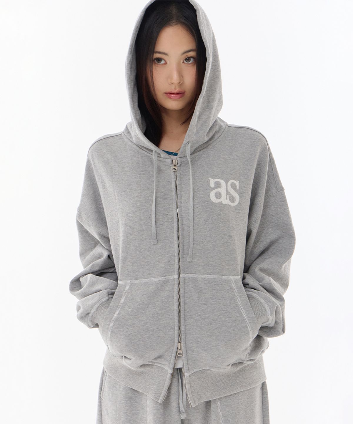 애즈온(ASON) MORROW TRAINING HOOD ZIP-UP / MELANGE GRAY