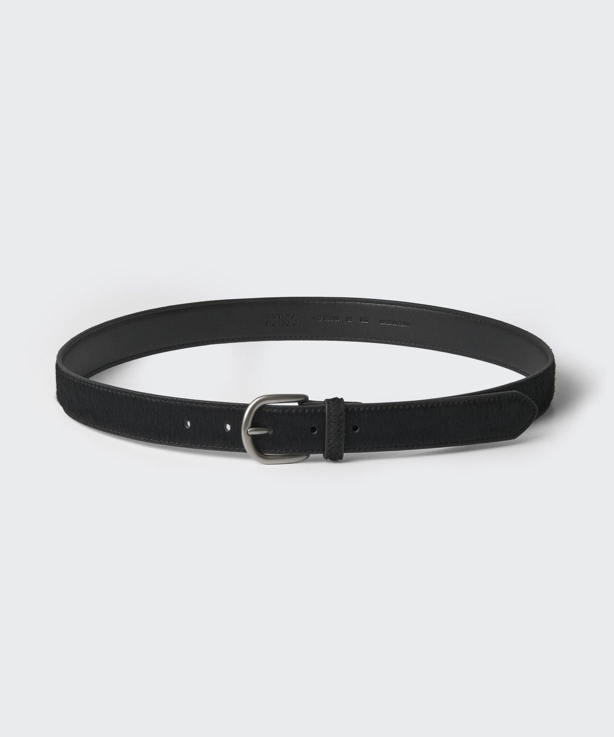 무신사 스탠다드(MUSINSA STANDARD) 카프 헤어 레더 벨트_30mm [블랙/실버]