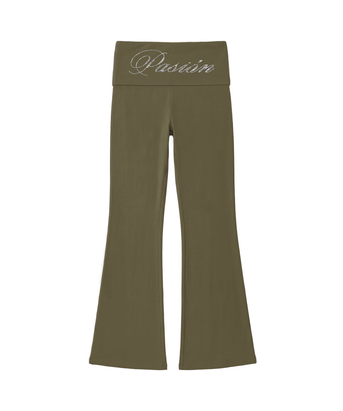 파시온(PASION) 슬림 크리스탈 글램 팬츠_카키  Slim Crystal Glam Pants_Khaki