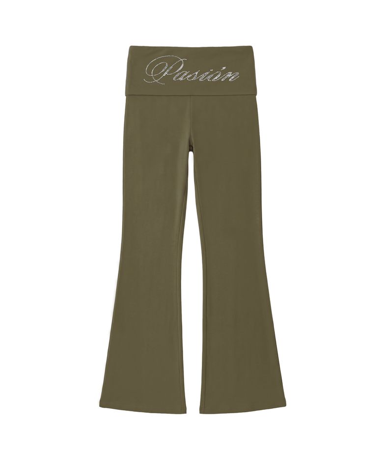 슬림 크리스탈 글램 팬츠_카키  Slim Crystal Glam Pants_Khaki