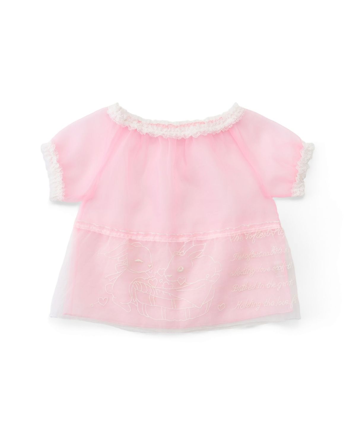 카이 샤오(KAIY XIAO) CONFESSION LETTER OF LOVE RABBIT Lace Mesh Short Sleeved Top