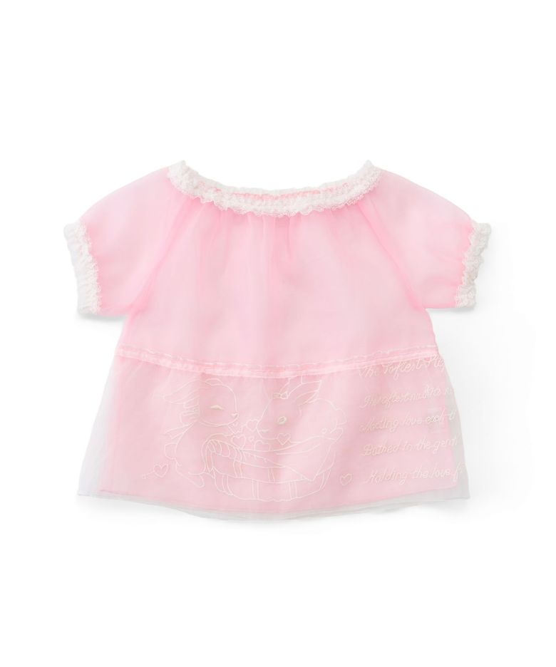 CONFESSION LETTER OF LOVE RABBIT Lace Mesh Short Sleeved Top