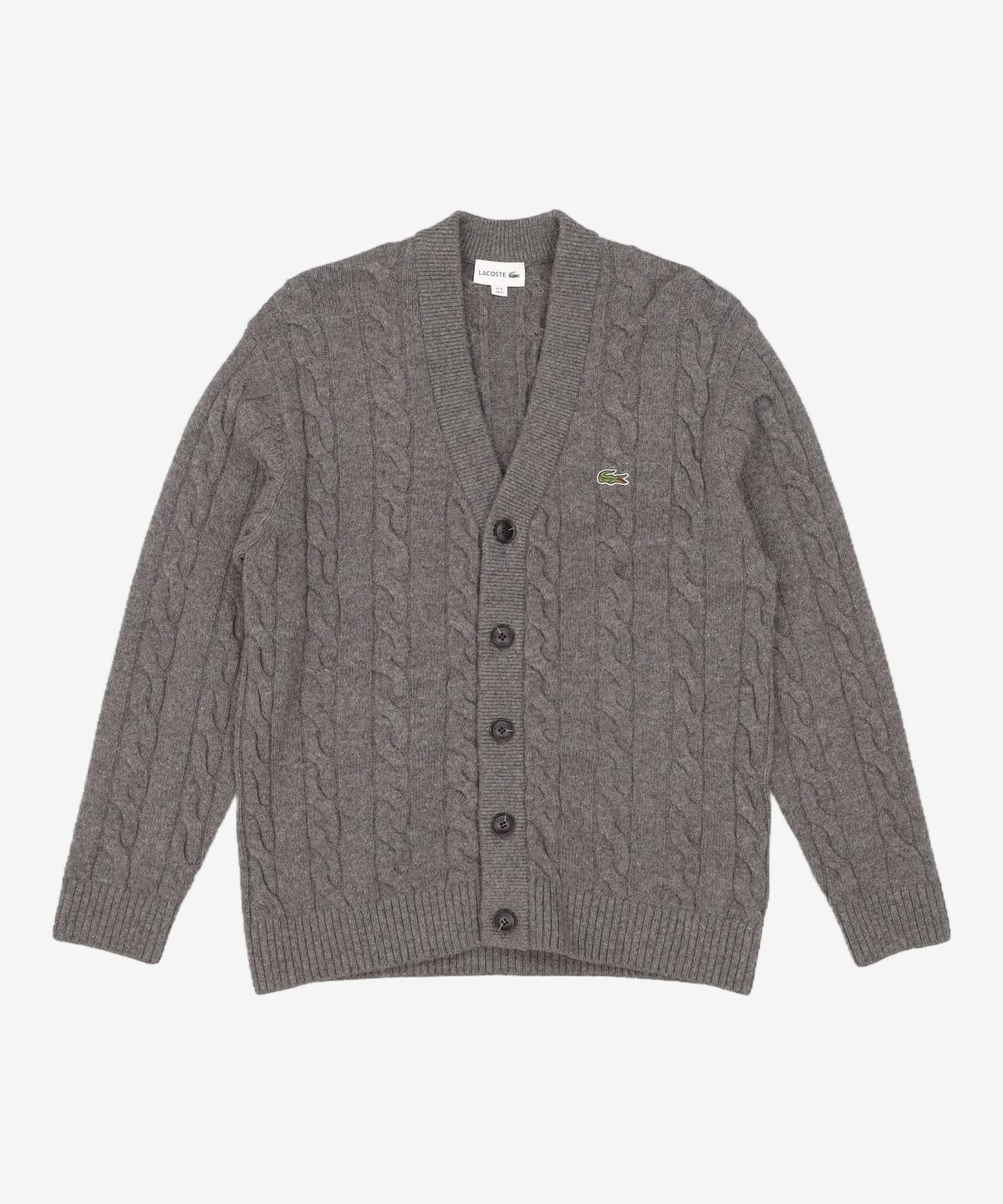 라코스테(LACOSTE) 남성 케이블 V넥 가디건 [차콜그레이] 100