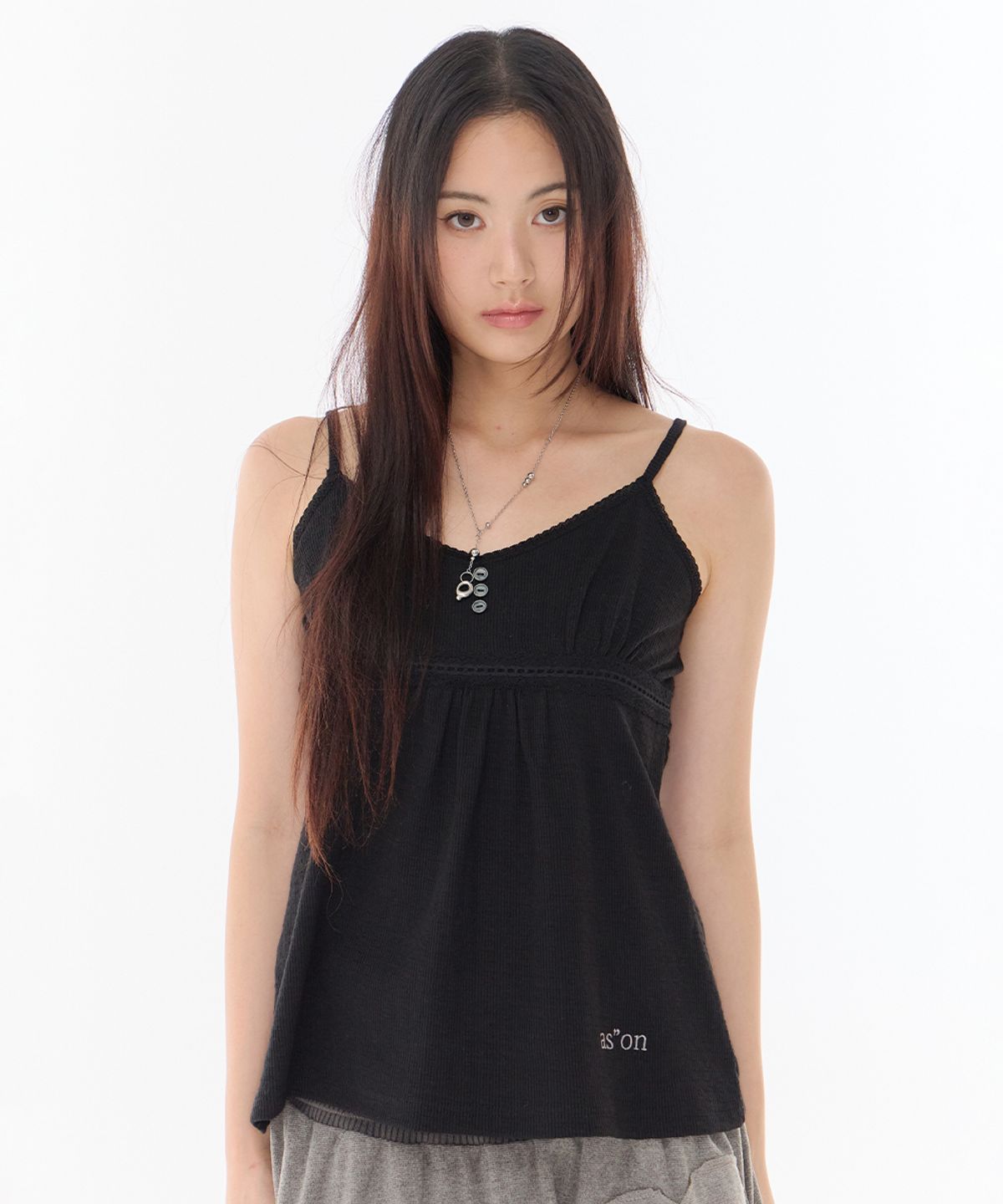 애즈온(ASON) FLAIR LACE SLEEVELESS / BLACK