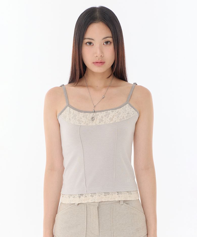 PEONY LACE LAYERED SLEEVELESS / BEIGE