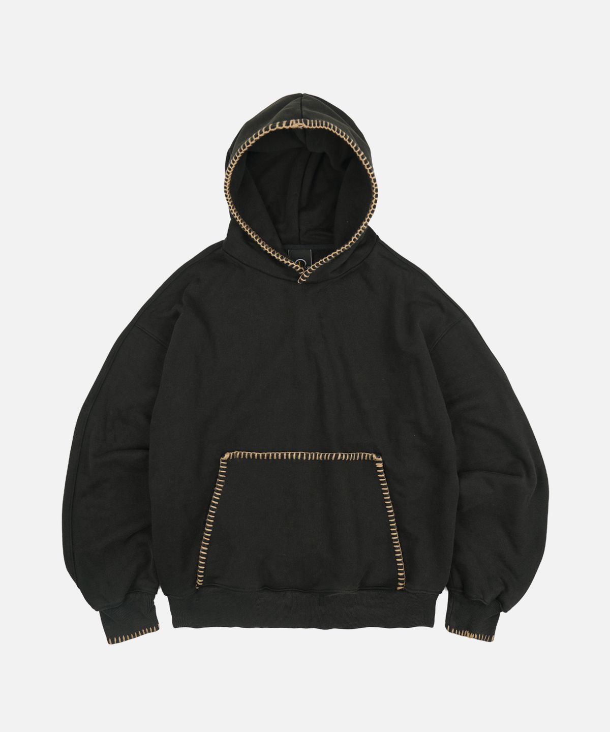 프리즘웍스(FRIZMWORKS) NEEDLE STITCH PULLOVER HOODY _ BLACK BROWN