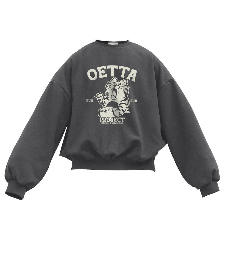 원톤시리얼 더블 코튼 오버숄더 벌룬핏 맨투맨 다크그레이 OTM25033