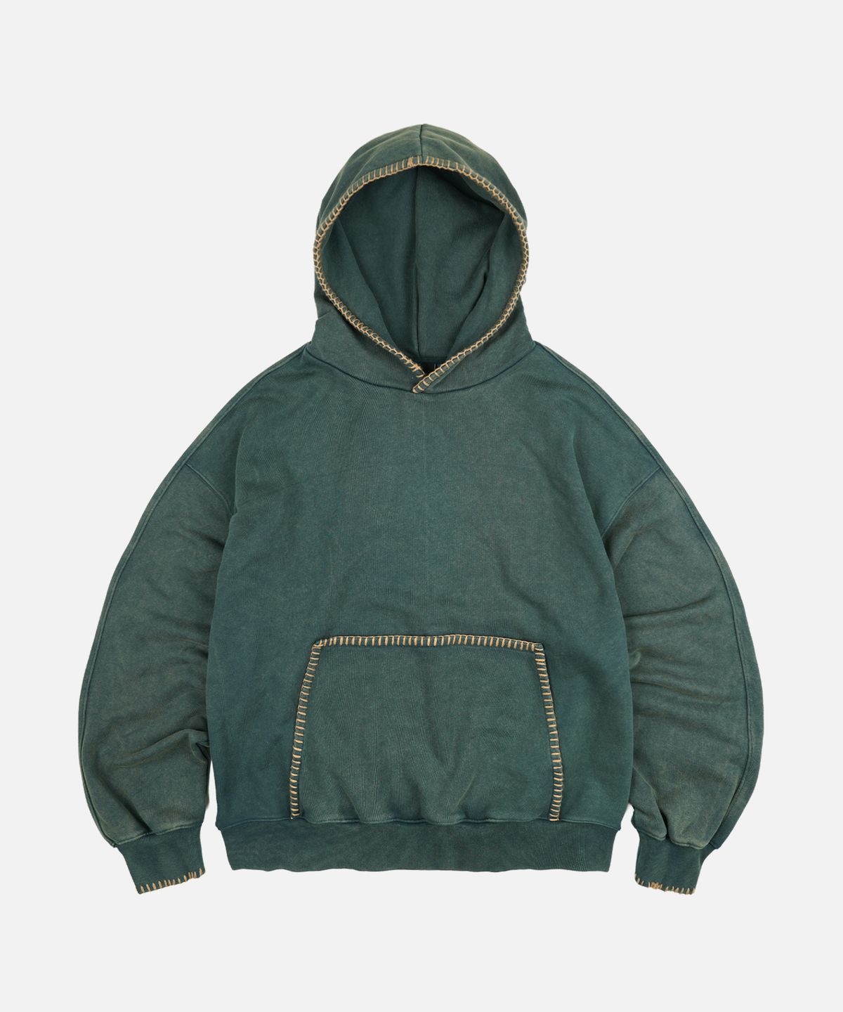 프리즘웍스(FRIZMWORKS) NEEDLE STITCH PULLOVER HOODY _ VINTAGE GREEN