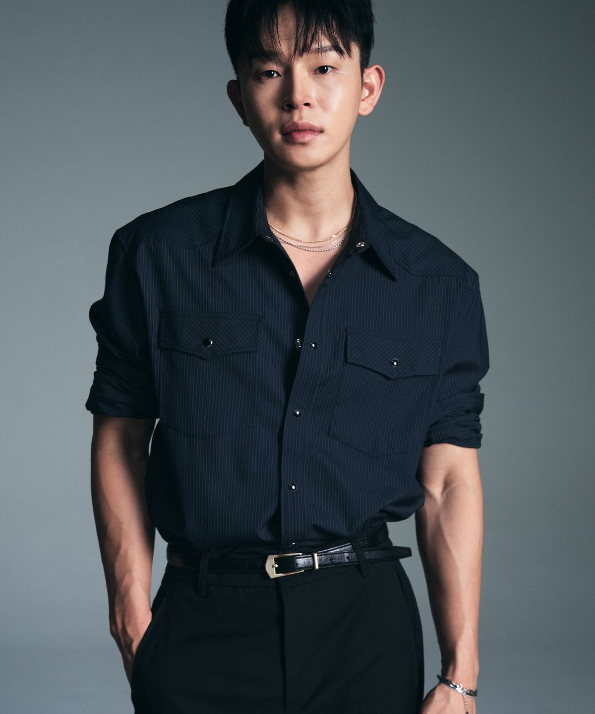 블레이어(BLAYER) 베로나 웨스턴 스트라이프 셔츠 [NAVY]