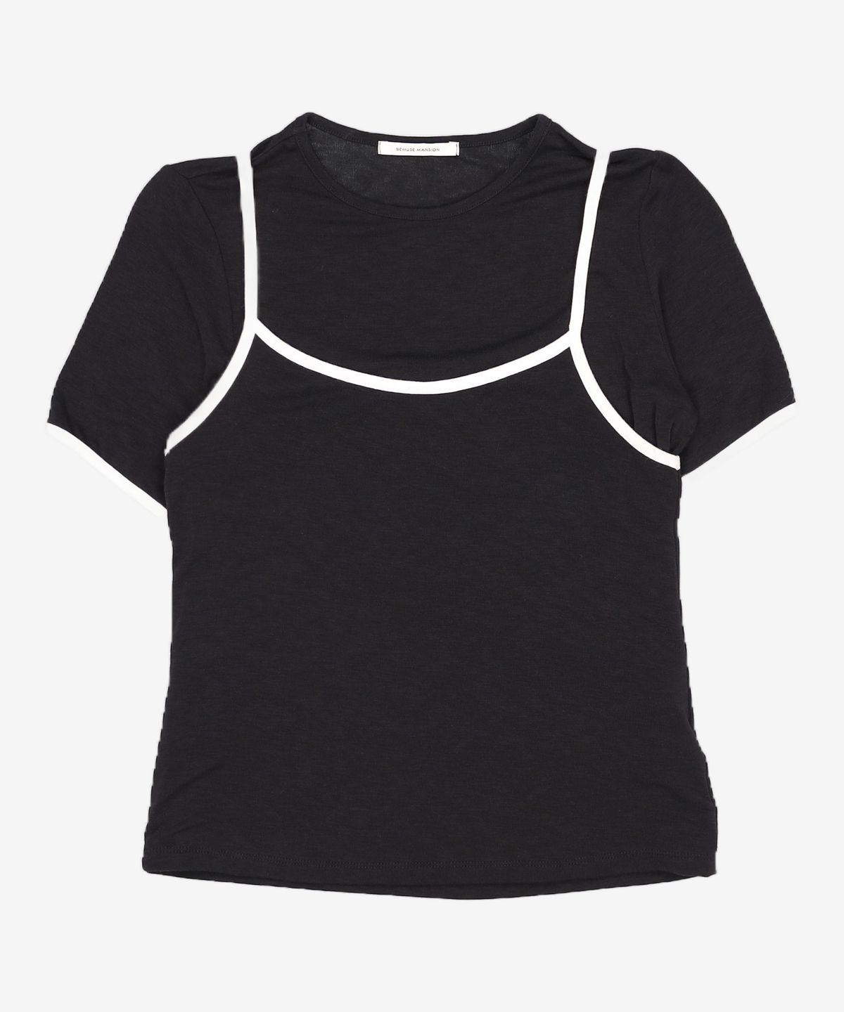 비뮤즈맨션(BEMUSE MANSION) Combination layered t shirt set - Black FREE