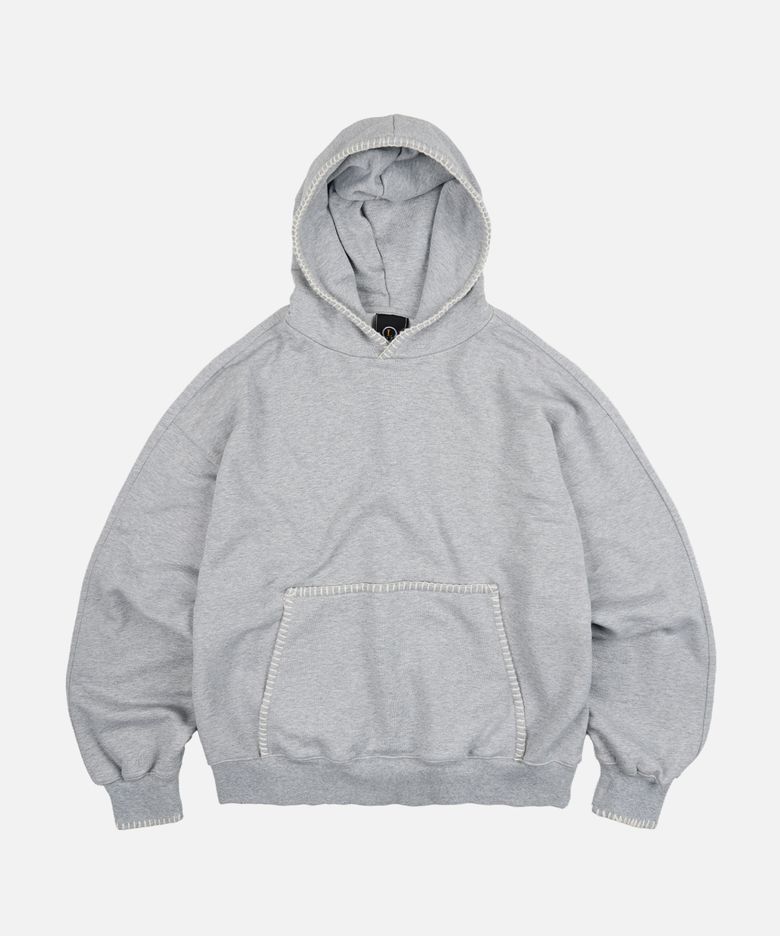 NEEDLE STITCH PULLOVER HOODY _ GRAY