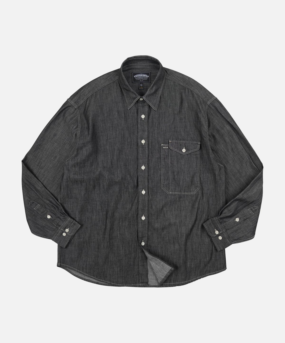 프리즘웍스(FRIZMWORKS) UTILITY FLAP POCKET DENIM WORK SHIRT _ BLACK