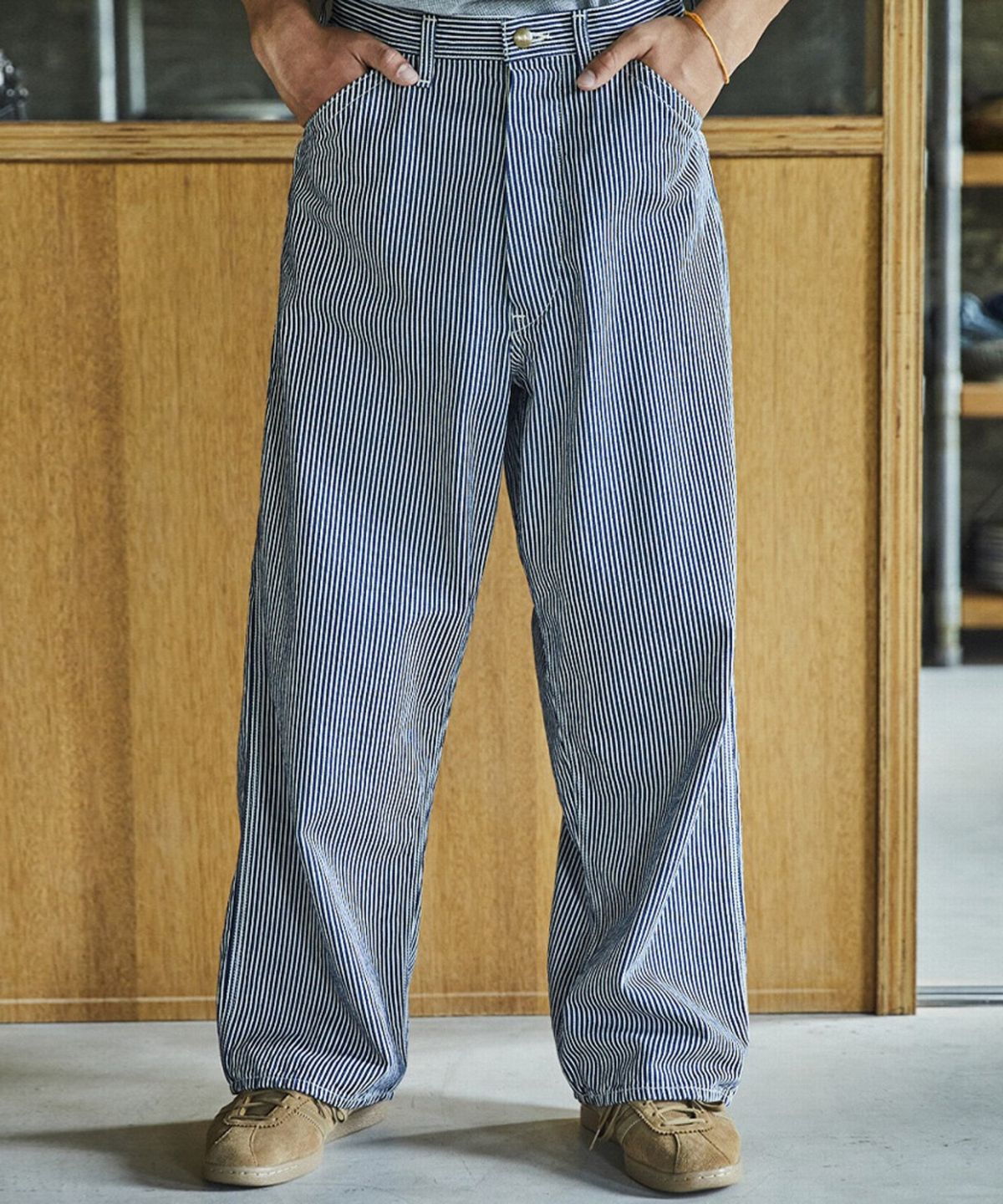 오어슬로우(ORSLOW) (M) WIDE FIT 30S HICKORY PAINTER PANTS (HICKORY 181)