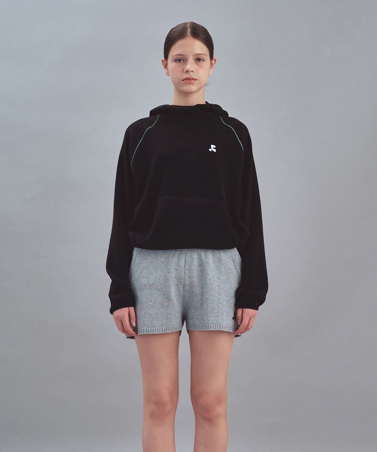 레스트앤레크레이션(REST&RECREATION) STITCH KNIT HOODIE - BLACK