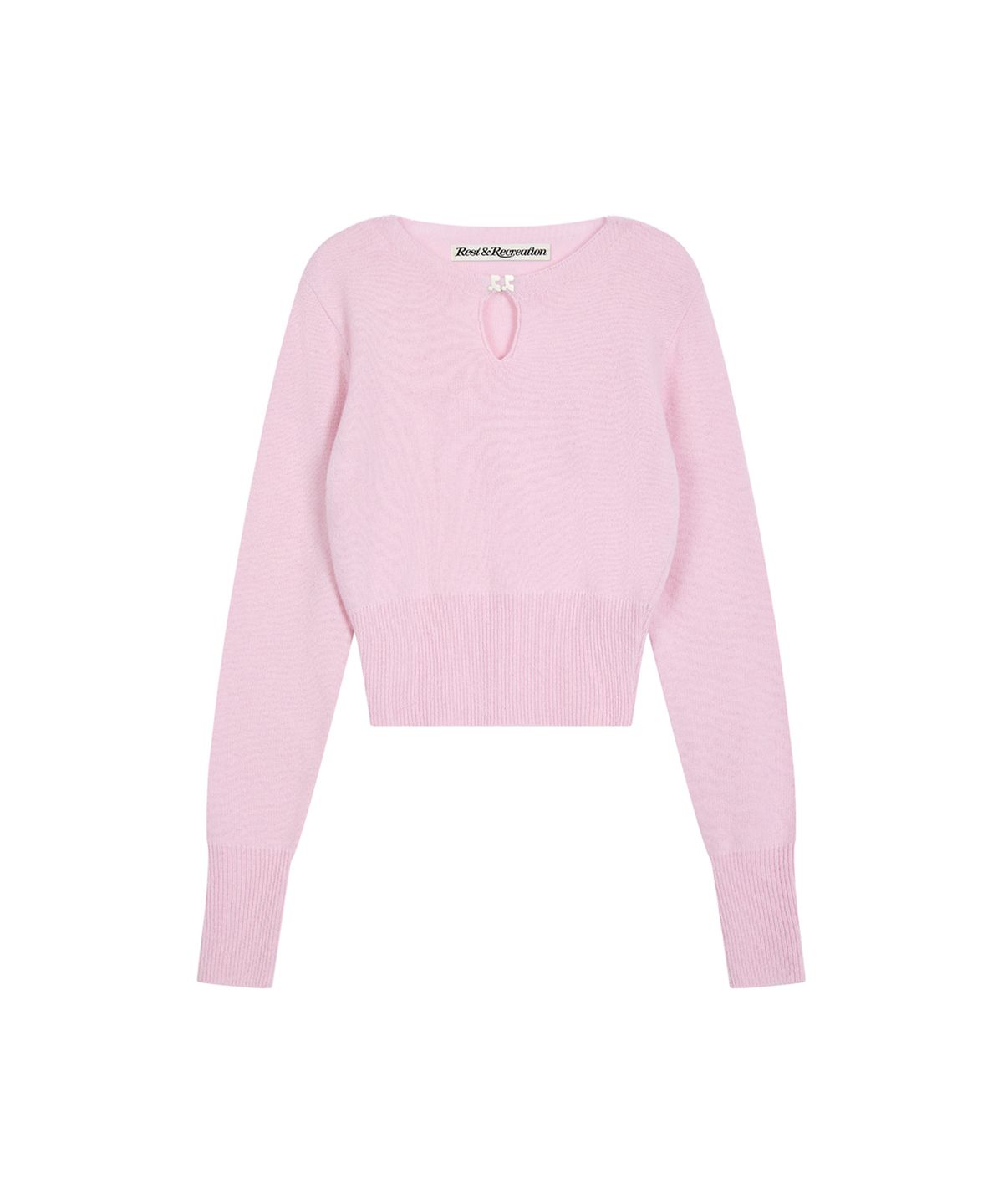 레스트앤레크레이션(REST&RECREATION) LOGO CLIP KNIT TOP - PINK