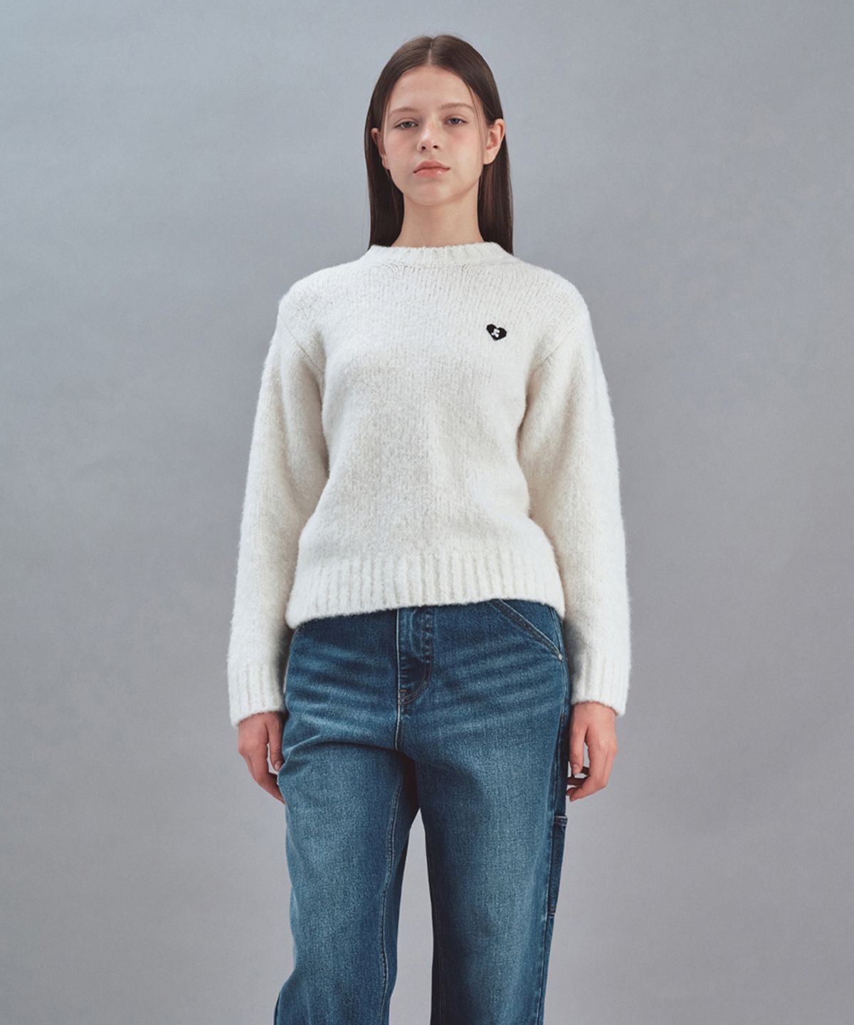 레스트앤레크레이션(REST&RECREATION) HEART LOGO WOOL KNIT TOP - IVORY