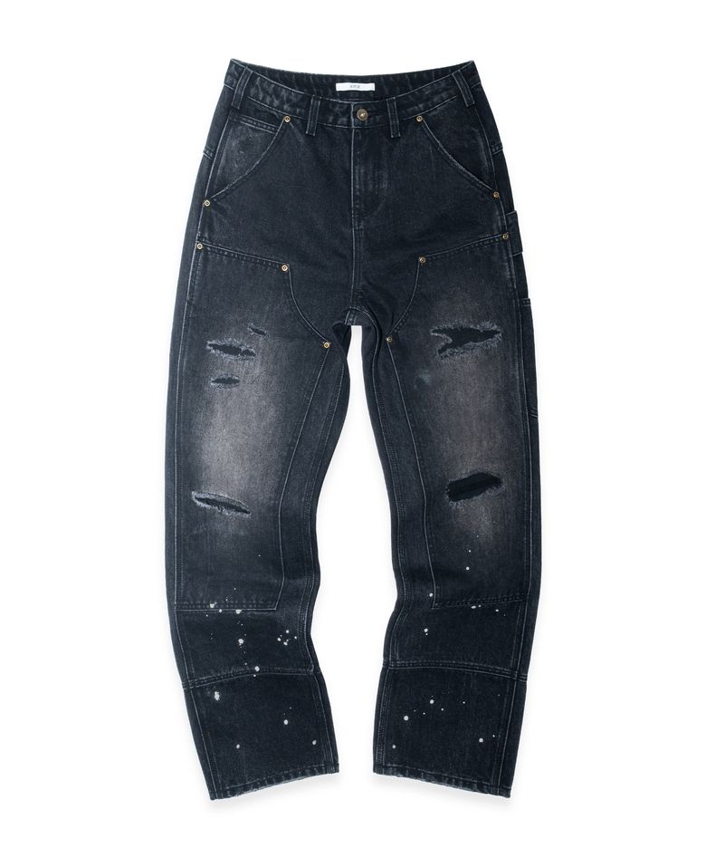 Destroyed Double Knee Carpenter Denim (Black)