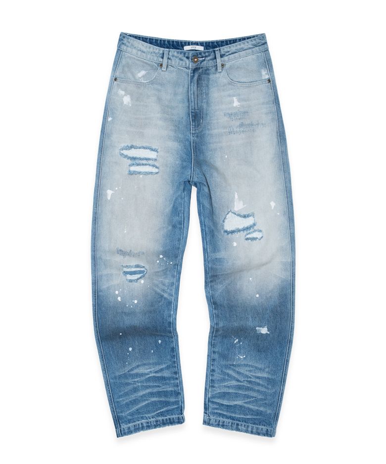 Destroyed Painting Washed Denim (Blue)