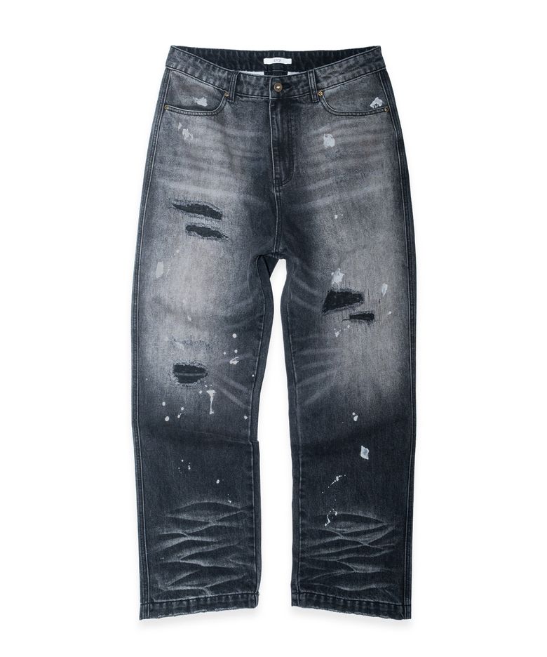 Destroyed Painting Washed Denim (Black)
