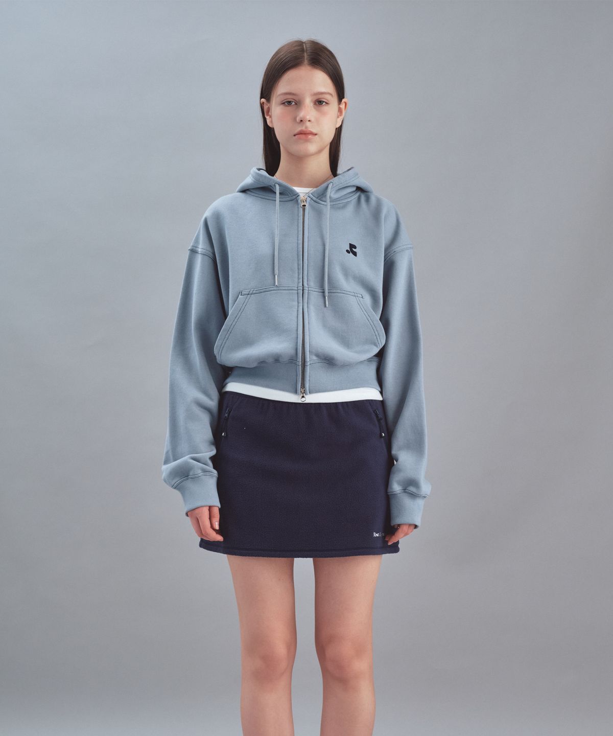 레스트앤레크레이션(REST&RECREATION) STITCH CROPPED HOOD ZIP-UP - SKY BLUE