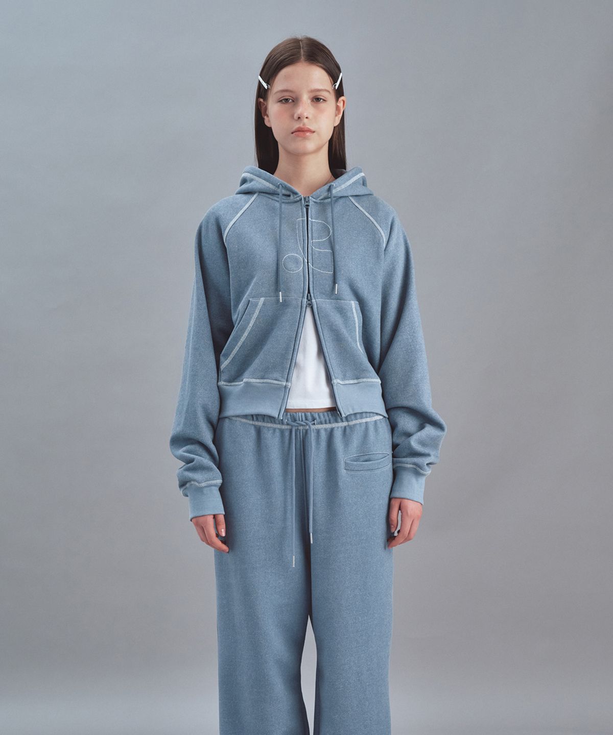 레스트앤레크레이션(REST&RECREATION) PIGMENT HOOD ZIP-UP - SKY BLUE