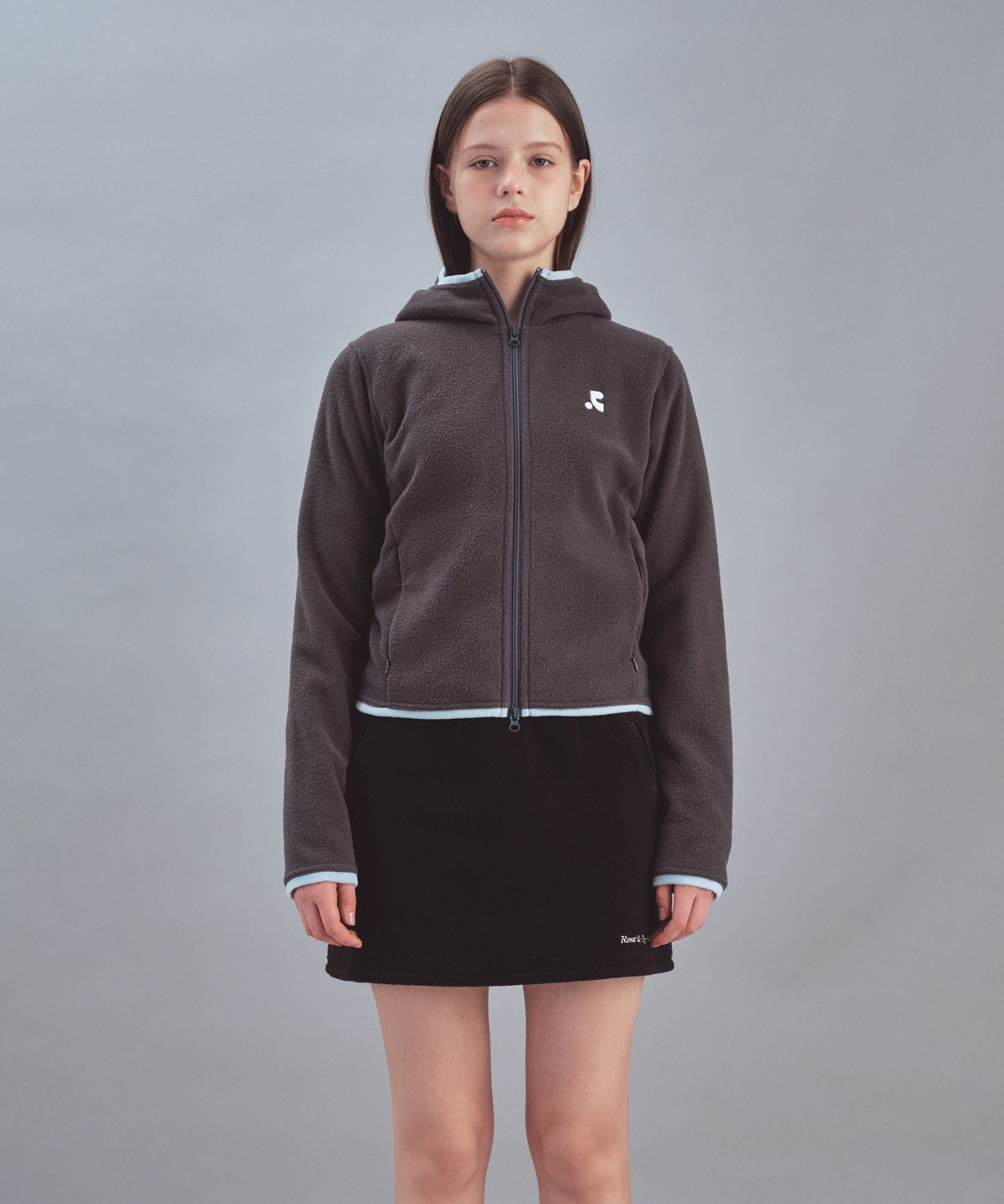 레스트앤레크레이션(REST&RECREATION) FLEECE HOOD ZIP-UP - CHARCOAL
