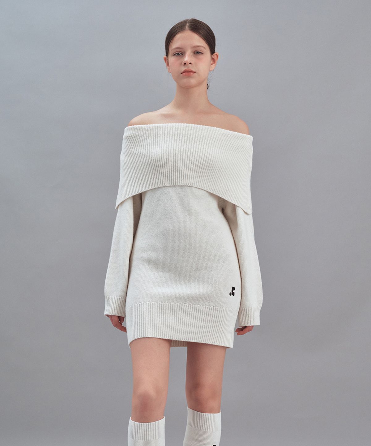 레스트앤레크레이션(REST&RECREATION) OFF SHOULDER KNIT DRESS - IVORY