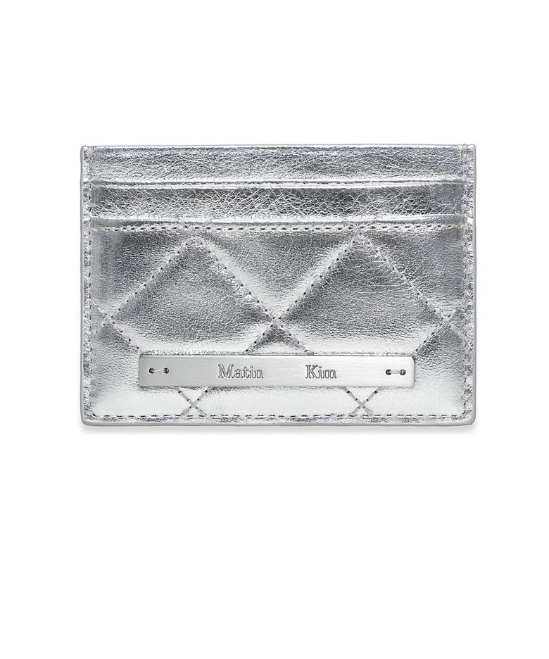 PUFF QUILT CARD WALLET IN SILVER