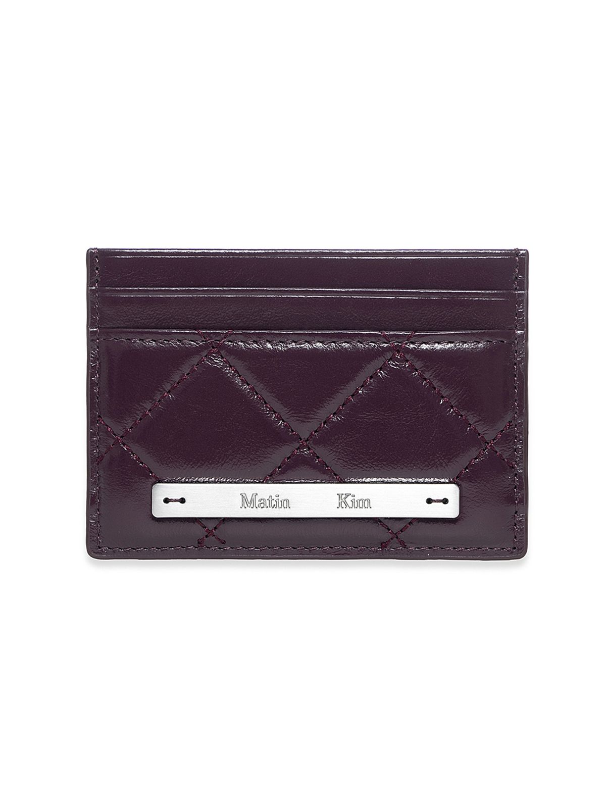마뗑킴(MATIN KIM) PUFF QUILT CARD WALLET IN  WINE