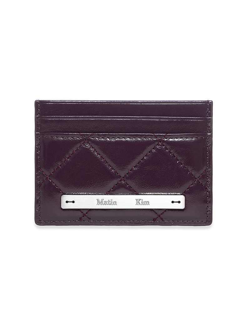 PUFF QUILT CARD WALLET IN  WINE