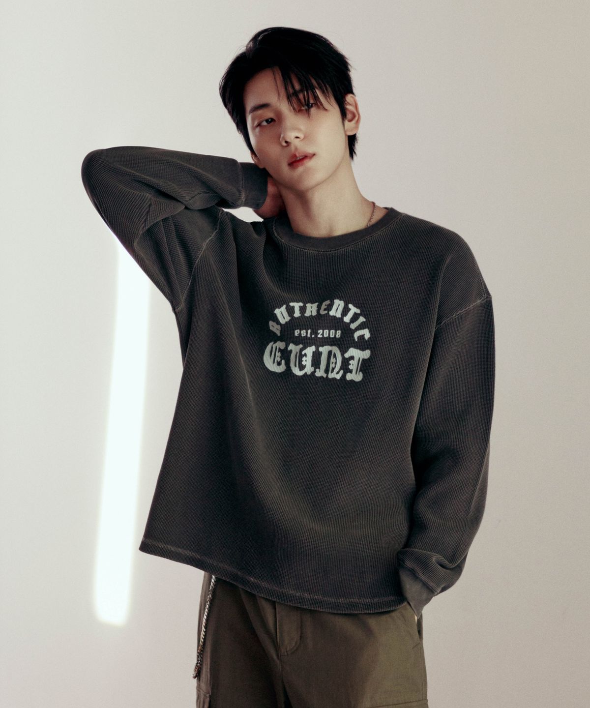 커버낫(COVERNAT) 디플로마 CVNT 와플 롱슬리브 차콜