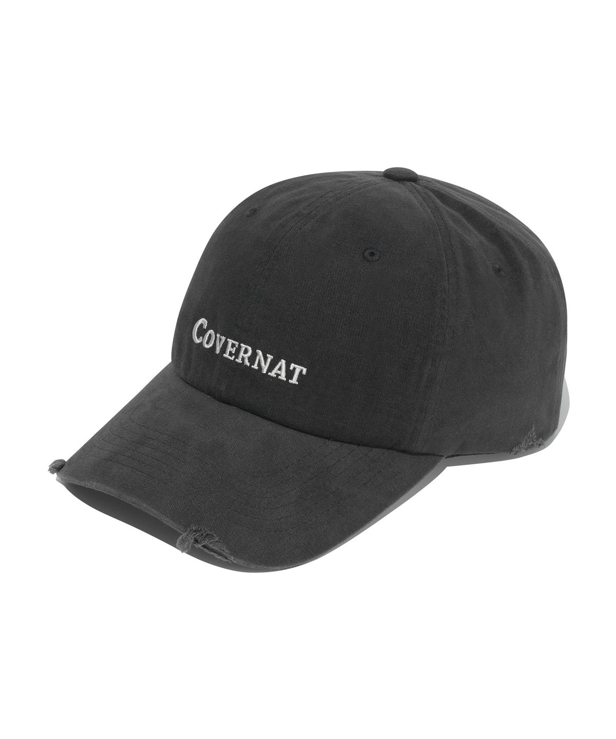 커버낫(COVERNAT) 데미지 어센틱 로고 코지 핏 볼캡 차콜