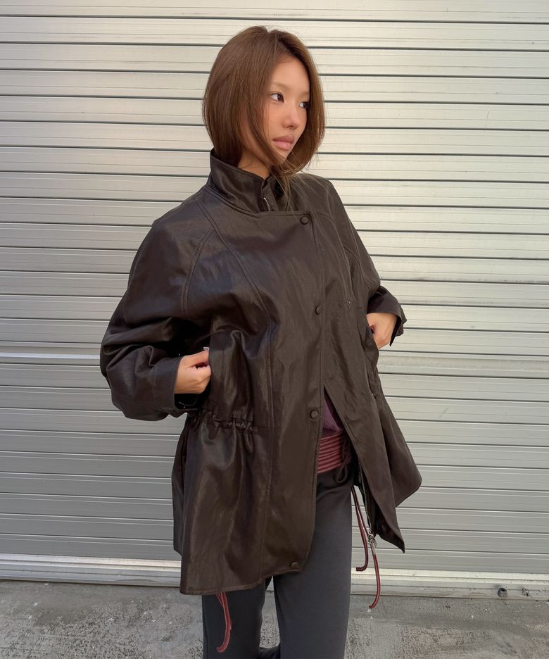 Oversized Faux Leather Car Coat_CTO158(2color)