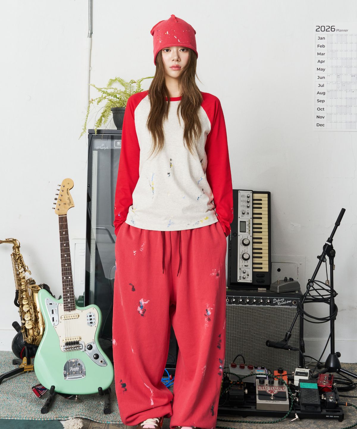 낫뉴(NOT NEW) Painting Raglan Sleeve Red