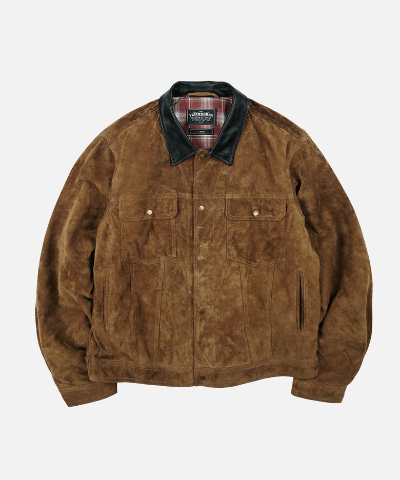 SUEDE STORM TRUCKER JACKET _ WHISKEY