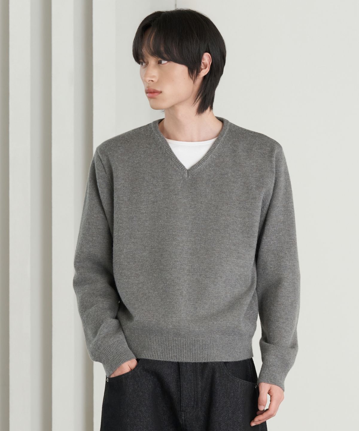 효지(HYOJI) 26 FW 워셔블 소프트 터치 브이넥 크롭 니트 (5컬러)