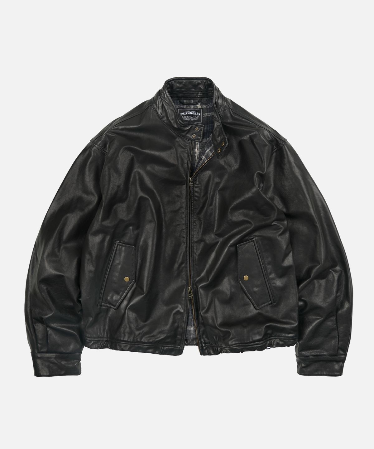 프리즘웍스(FRIZMWORKS) WAXED COWHIDE BUDDY HARRINGTON JACKET _ BLACK