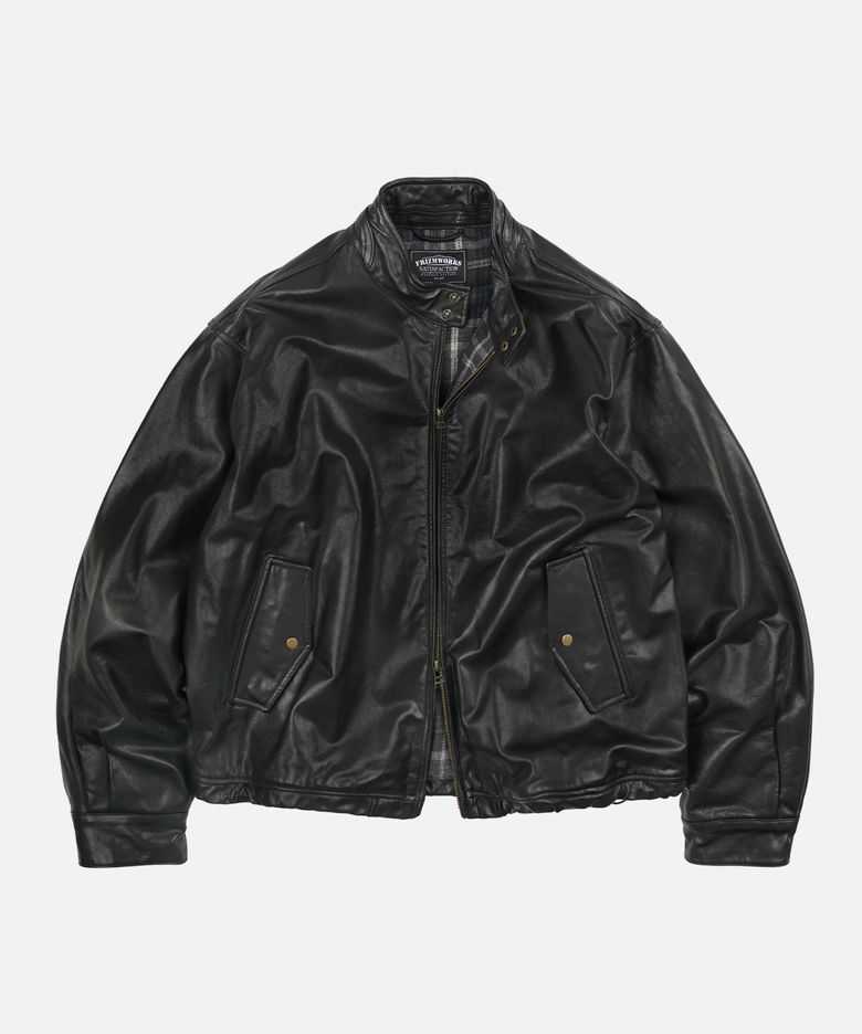 WAXED COWHIDE BUDDY HARRINGTON JACKET _ BLACK