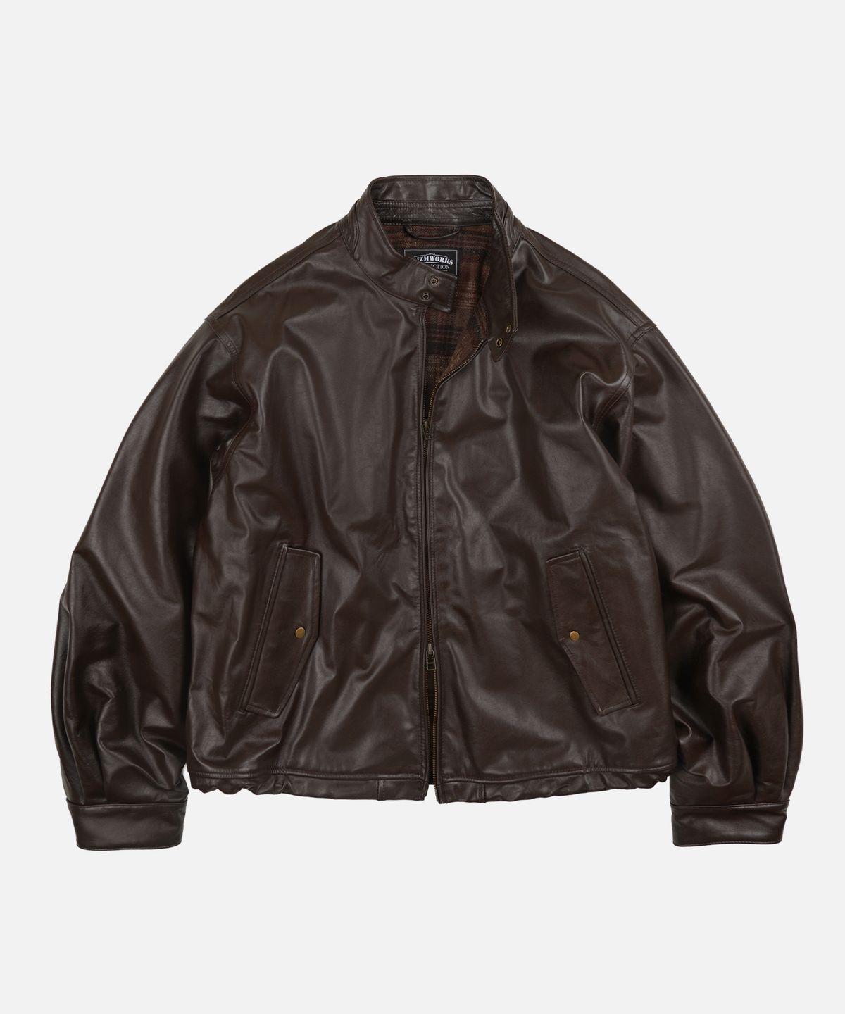 프리즘웍스(FRIZMWORKS) WAXED COWHIDE BUDDY HARRINGTON JACKET _ BROWN